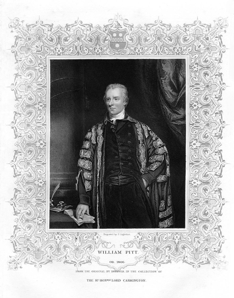 William Pitt, der Jüngere, britischer Politiker und Premierminister, 19. Jahrhundert von P. Lightfoot