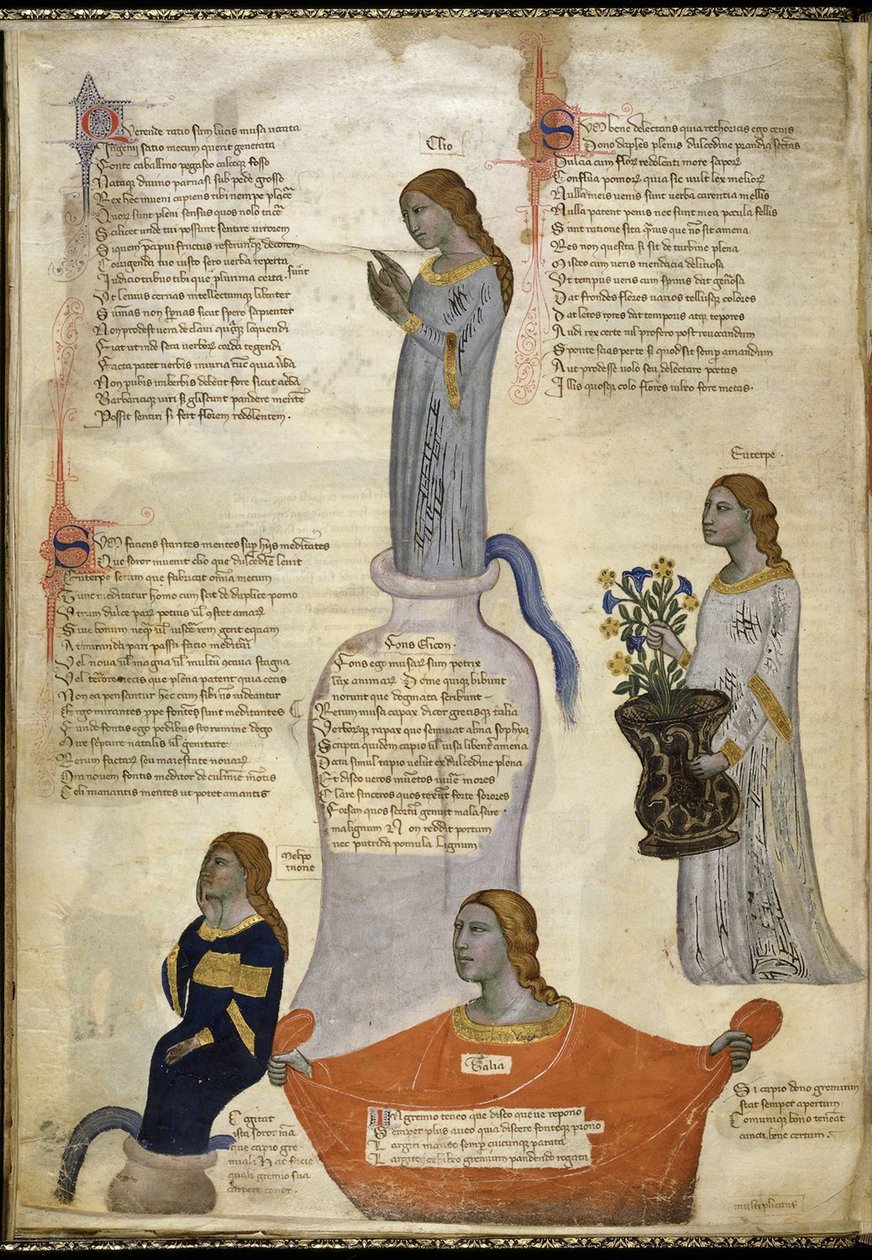 Vier Musen aus Regia Carmina von Convenevole da Prato von Pacino di Buonaguida
