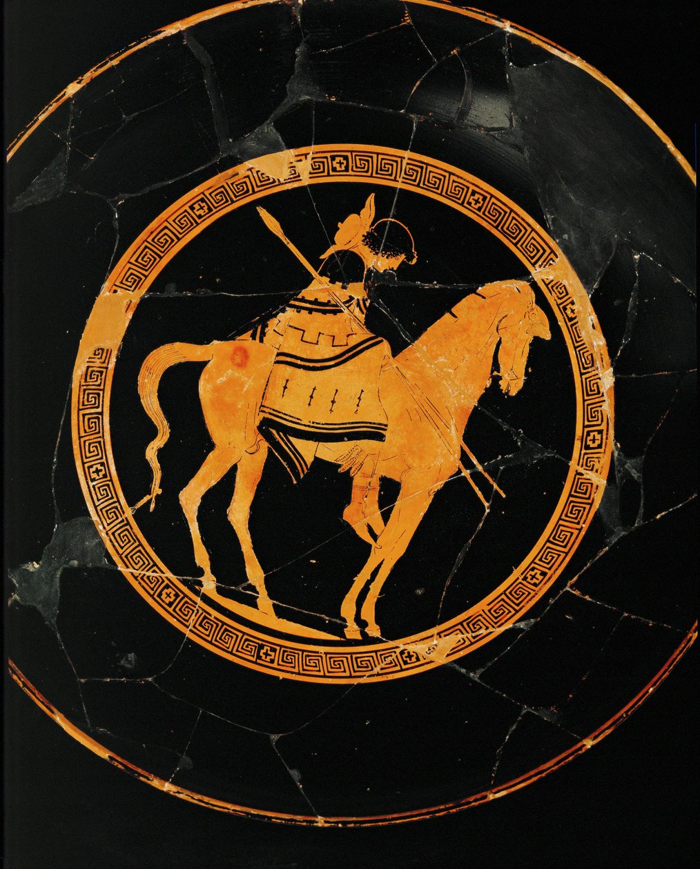 Reiter. Mittleres Medaillon eines rotfigurigen Bechers aus Vulci, derselbe Becher wie 10-03-03/66 und 67 von Painter Pistoxenos