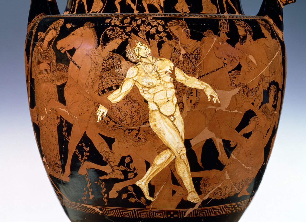 Attischer rotfiguriger Volutenkrater, der den Tod des bronzenen Riesen Talos darstellt von Painter Talos