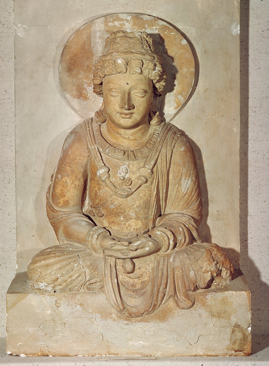 Buddha im Meditationssitz, aus Ganhara, griechisch-buddhistischer Stil, 1.-4. Jahrhundert von Pakistani School