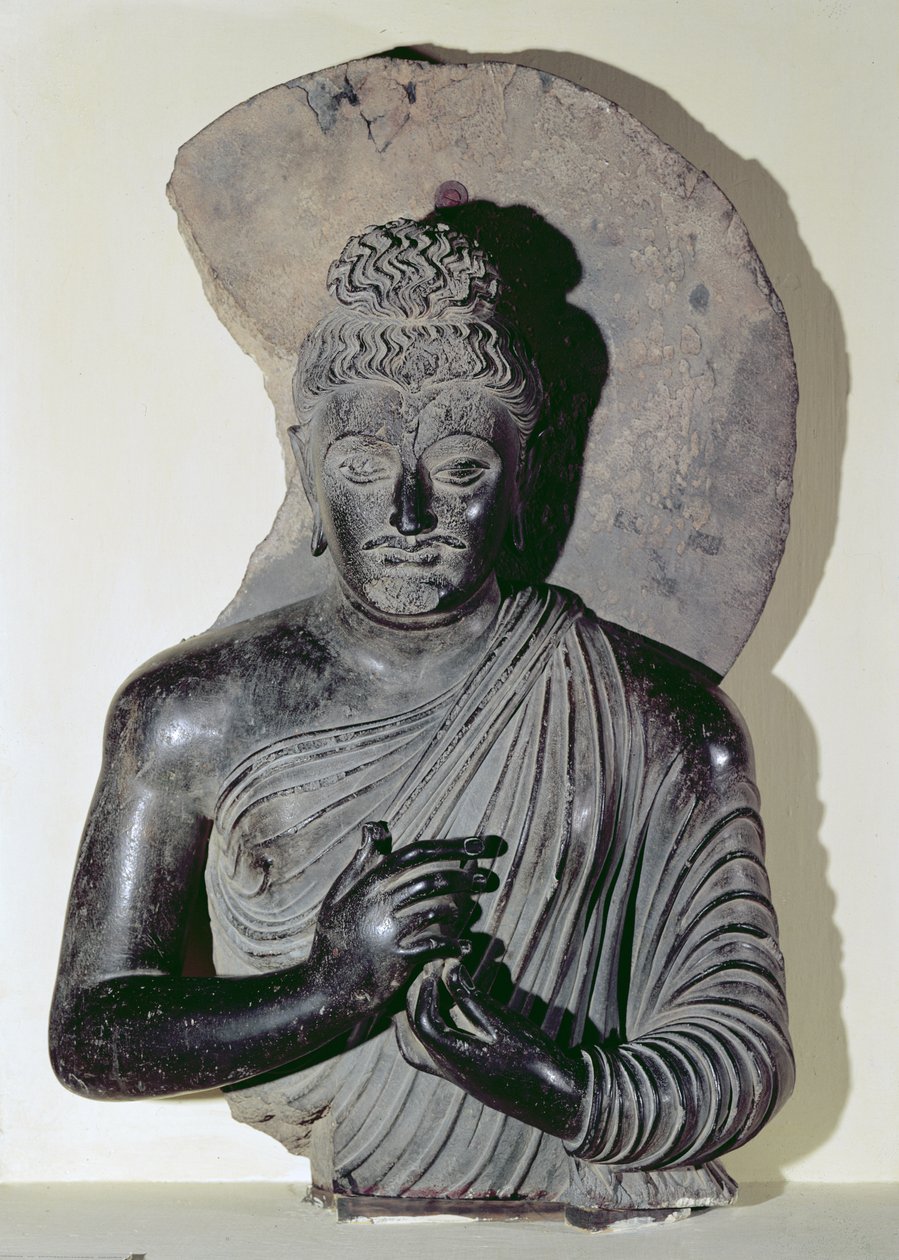 Büste eines predigenden Buddha, griechisch-buddhistischer Stil, 1.-4. Jahrhundert von Pakistani School