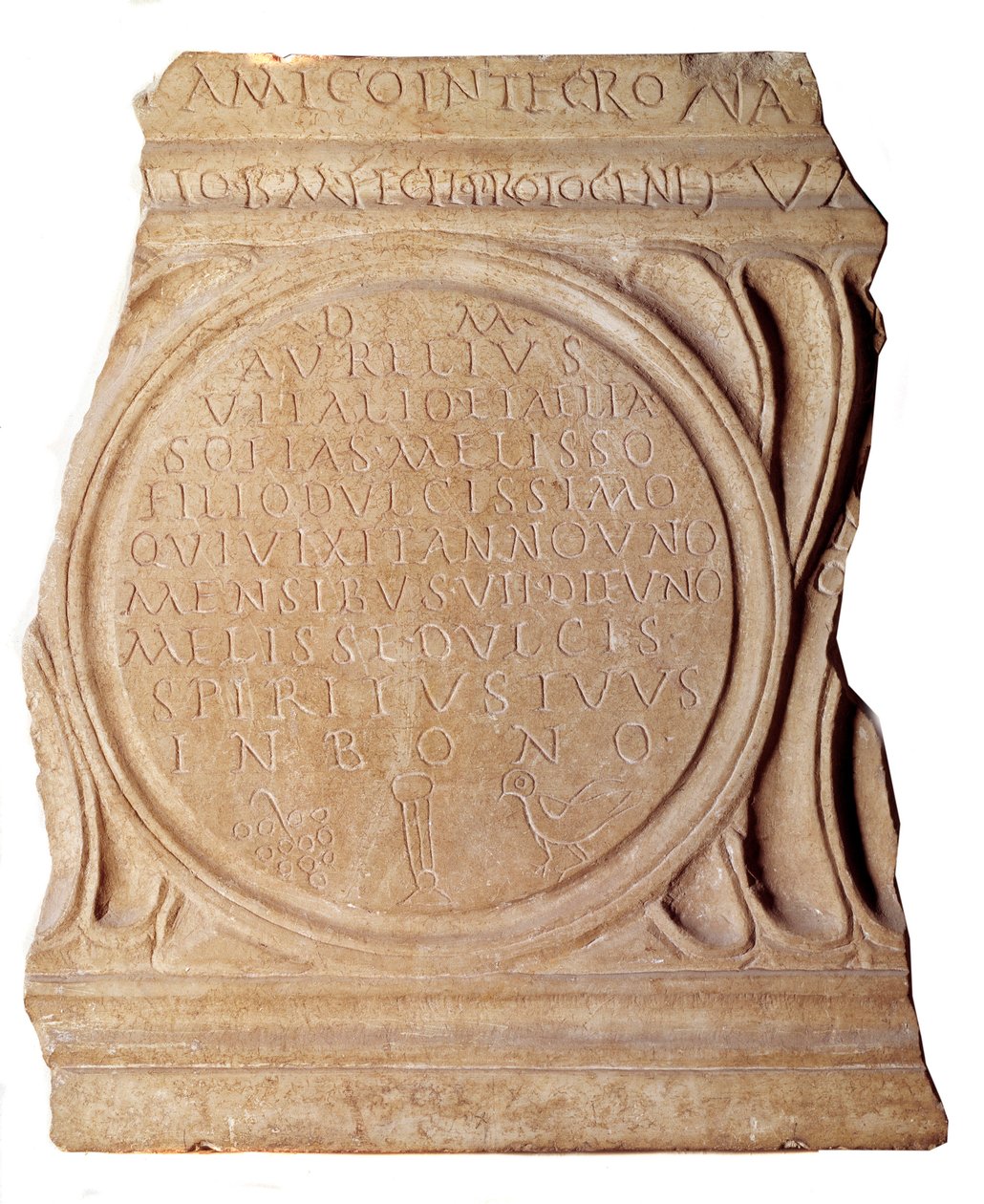 Paleochristliche Kunst: Christliches Epitaph von Melissus. Aus Rom, Paris, Louvre Museum von Paleo Christian Paleo Christian