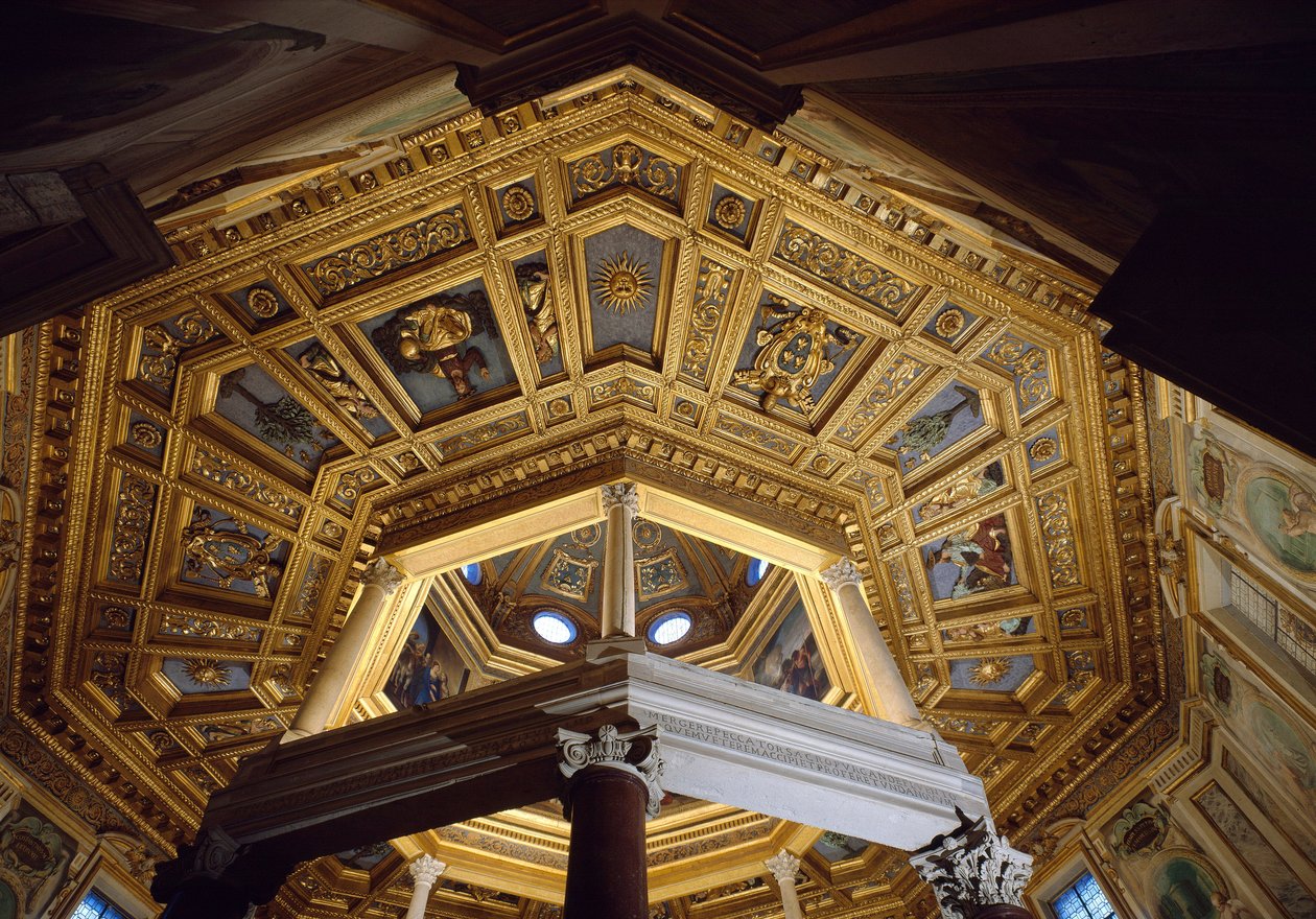 Ansicht des Gewölbes im frühchristlichen Baptisterium von San Giovanni in Laterano (St. Johannes im Lateran), erbaut um 440. Rom von Paleo Christian