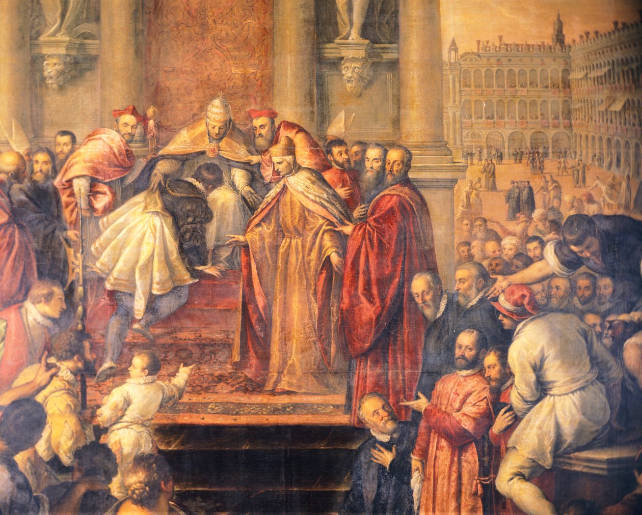 Der Papst schickt den jungen Otto zu Barbarossa, um Frieden zu verhandeln (Fresko) von Palma Il Giovane