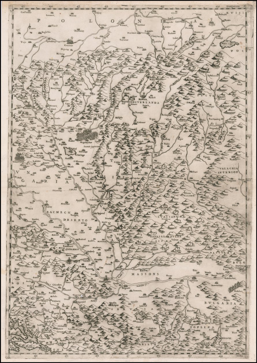 1513 Karte zentriert auf Siebenbürgen von Paolo Forlani von Paolo Forlani