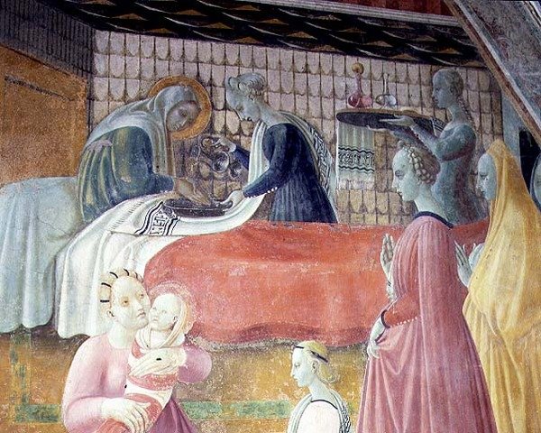 Die Geburt der Jungfrau, Detail aus dem Zyklus Das Leben der Jungfrau und des Heiligen Stephanus aus der Cappella dell