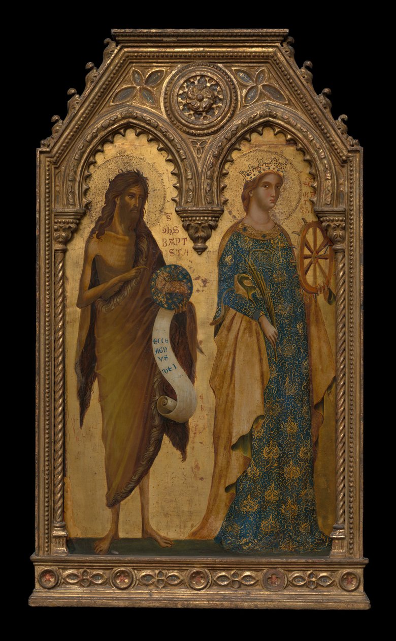 Heilige Johannes der Täufer und Katharina von Alexandria, um 1350 von Paolo Veneziano