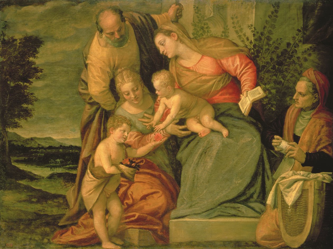 Die Heilige Familie mit St. Elisabeth und Johannes dem Täufer von Paolo Veronese
