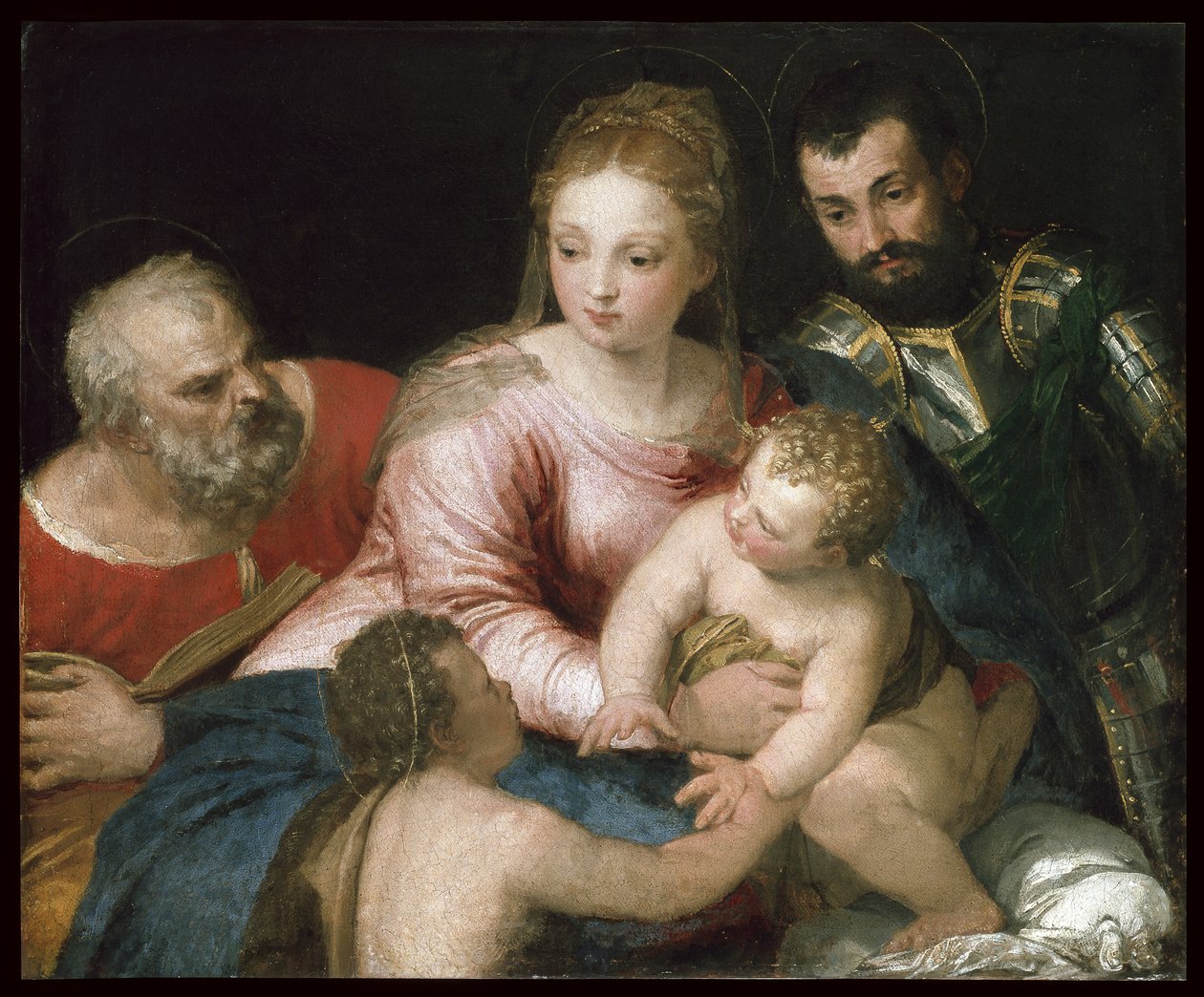 Die Heilige Familie mit dem jungen Johannes dem Täufer und St. Georg, frühe 1550er Jahre von Paolo Veronese
