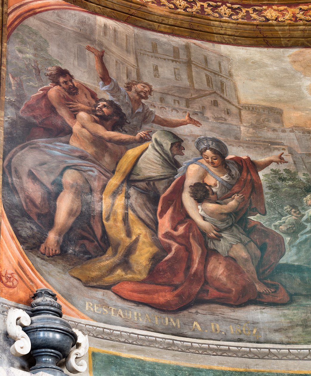 Fresken von Paolo de Matteis aus dem Jahr 1714 an der Decke und am Trommel, die das Leben des Heiligen darstellen, Kapelle von San Cataldo in der Kathedrale, Taranto, Italien von Paolo di Matteis