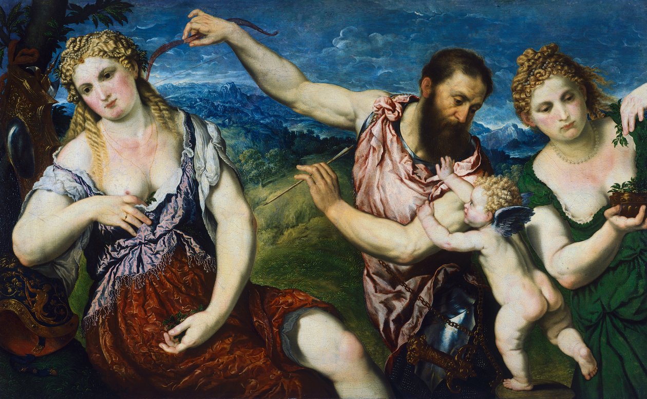 Allegorie mit Mars, Venus, Flora und Amor von Paris Bordone