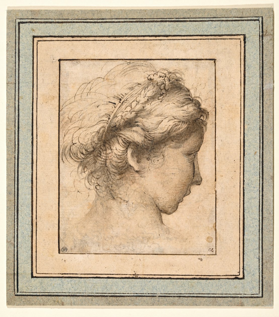 Profilkopf eines Mädchens, das nach rechts schaut von Parmigianino