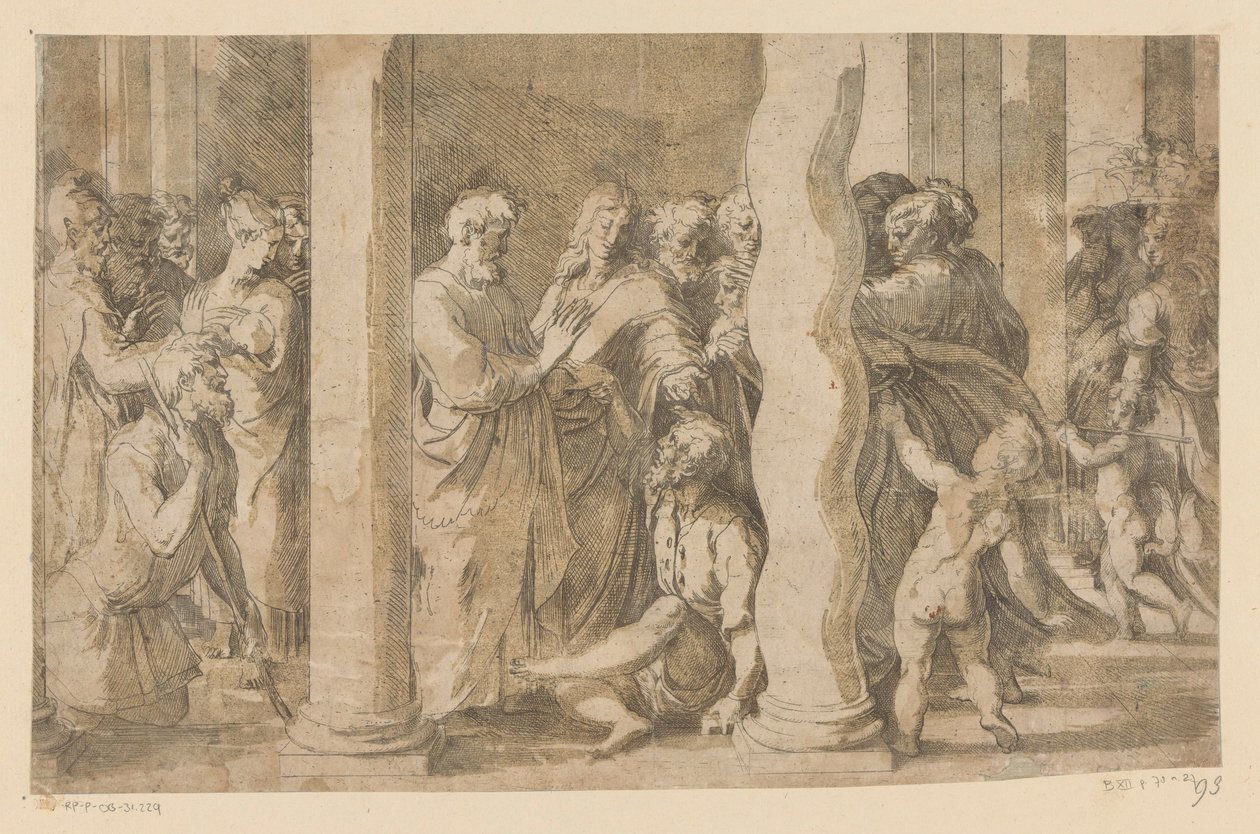 Heilige Petrus und Johannes heilen einen Lahmen von Parmigianino (attributed to)