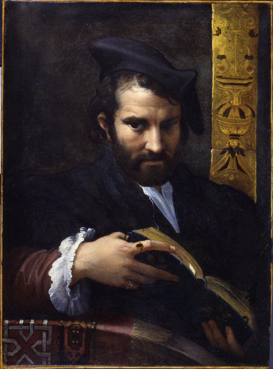 Porträt eines Mannes mit einem Buch, um 1524 von Parmigianino