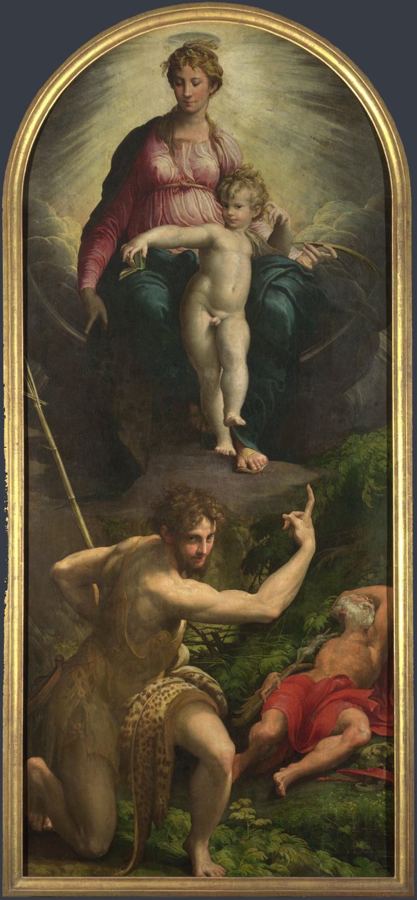 Die Madonna und das Kind mit den Heiligen Johannes dem Täufer und Hieronymus, 1527 von Parmigianino