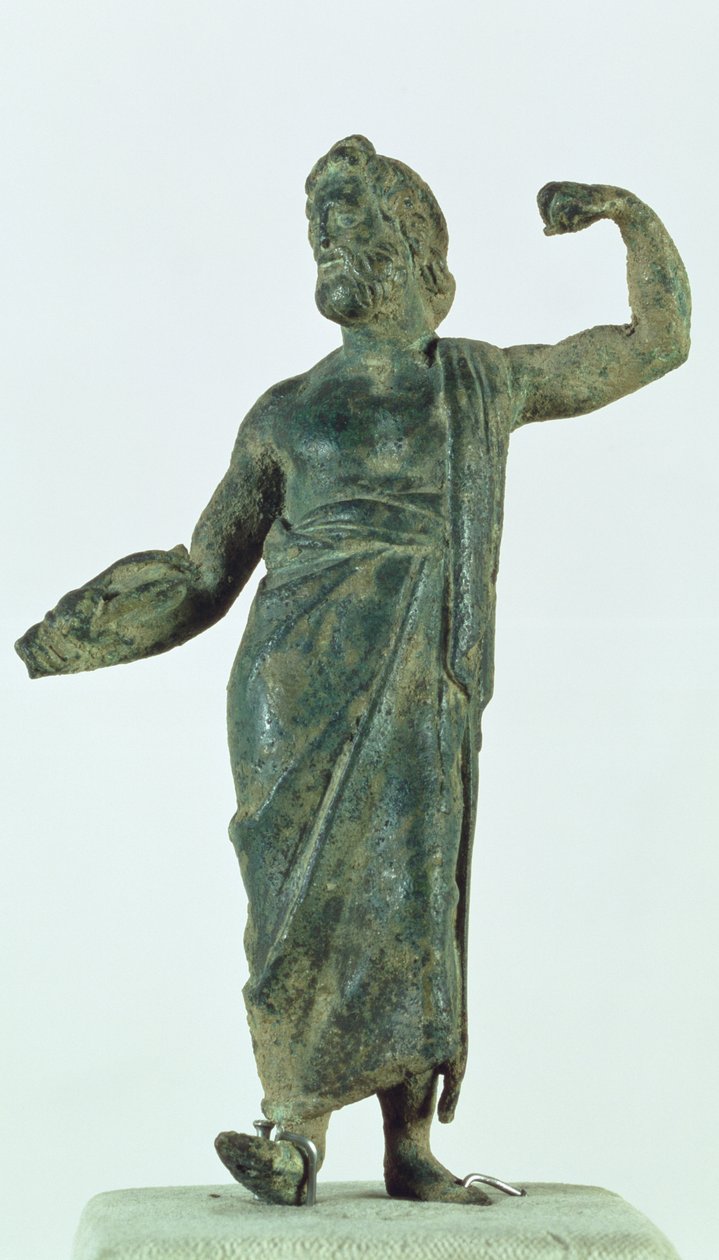 Shami-Figur, möglicherweise Zeus oder Poseidon, geborgen aus dem zerstörten Tempel in der Stadt Nehavand (bekannt als Laodicea), Iran (Bronze) von Parthian School