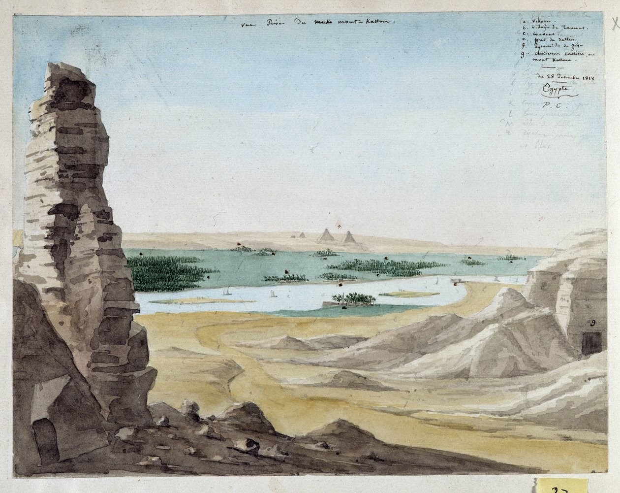 Ansicht vom Berg Kattan. Ägypten. 1818 von Pascal Xavier (after) Coste