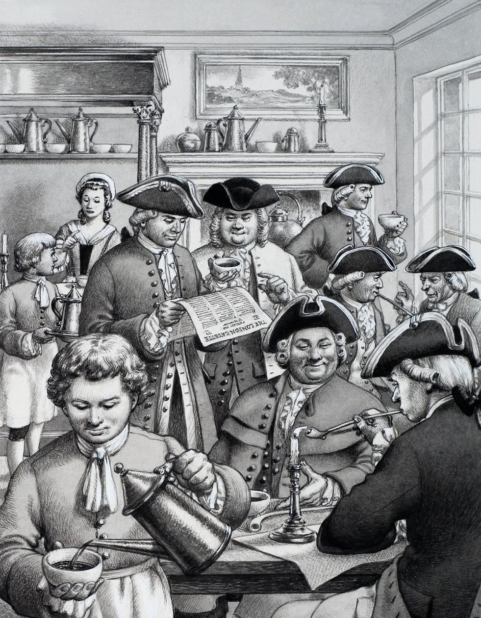 Typisches Londoner Kaffeehaus im 18. Jahrhundert von Pat (1907 95) Nicolle