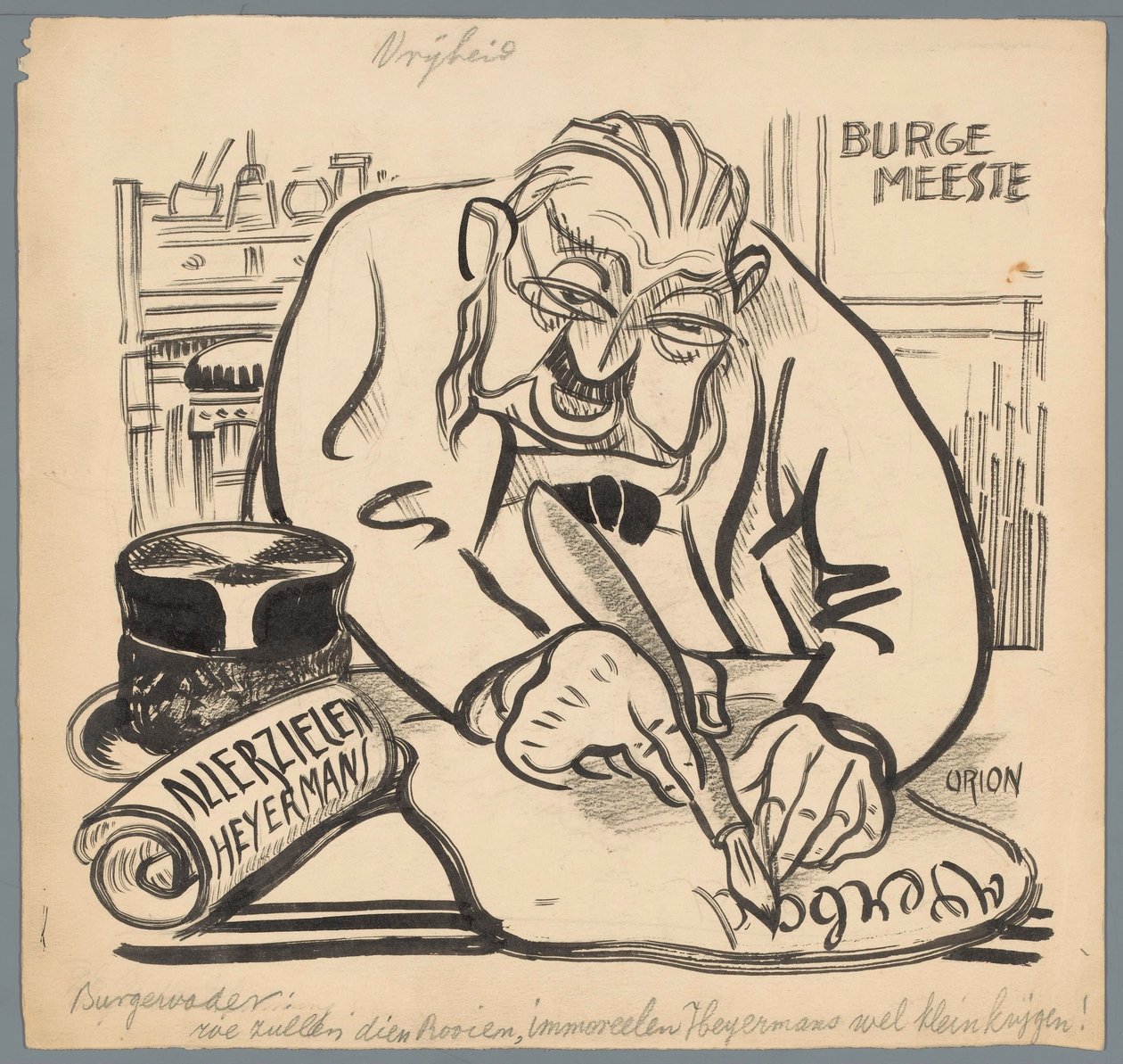 Bürgermeister verbietet Heijermans Allerseelen von Patricq Kroon (signed by artist)