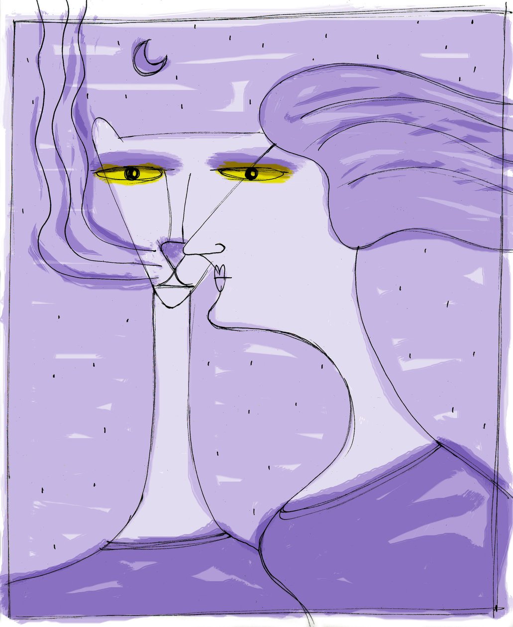 Strega del Tchesal (Chiesale): Hexe, die sich in eine Katze verwandelt, um Männer auszuspionieren. Illustration von Patrizia La Porta. von Patrizia La Porta