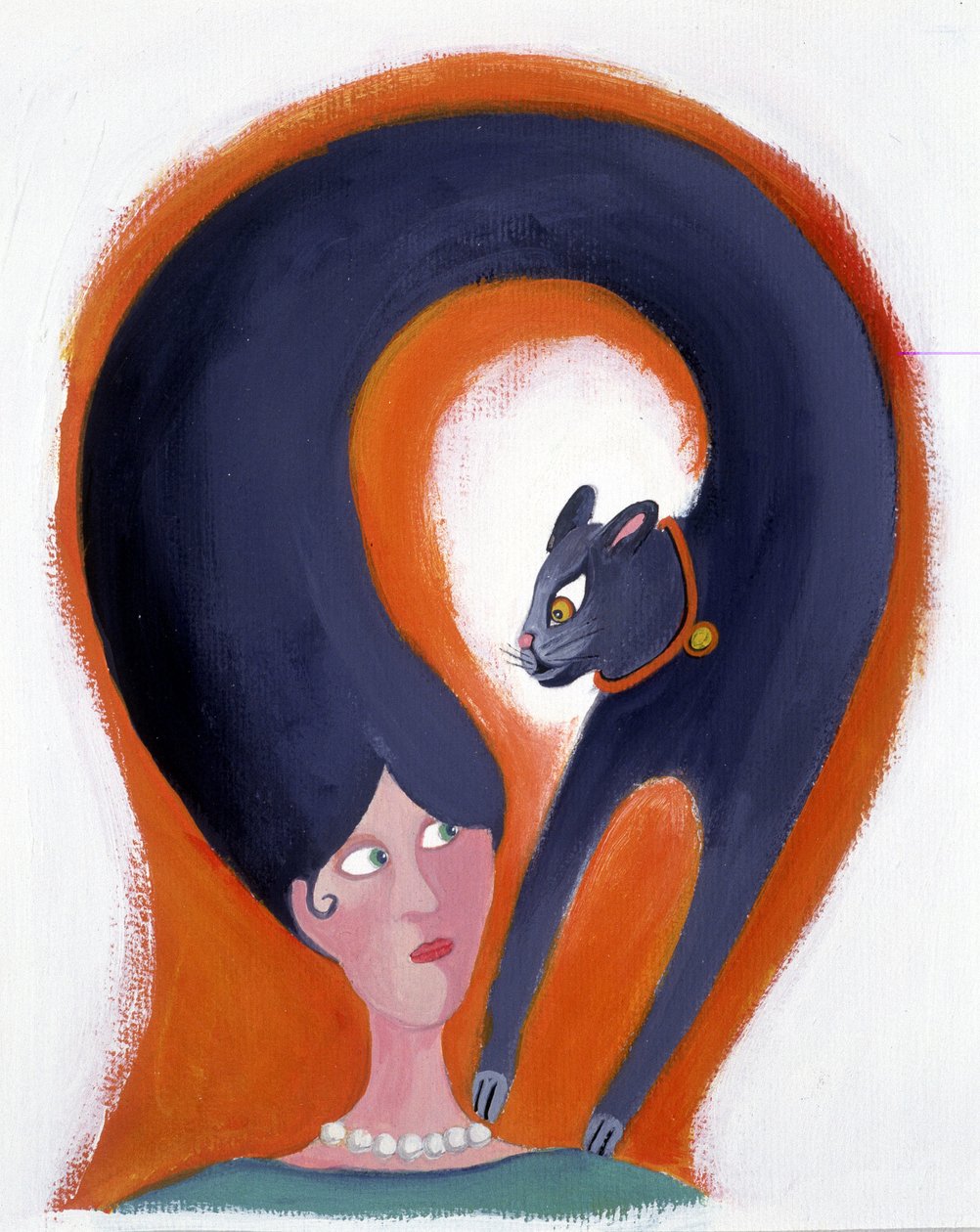 Frauenfrisur, die sich in eine Katze verwandelt - Illustration von Patrizia La Porta von Patrizia La Porta