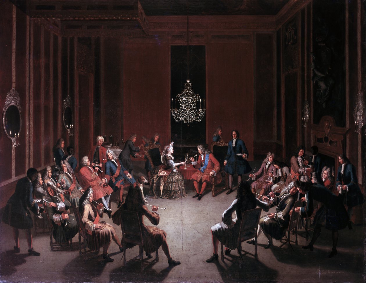 Friedrichs I. Tabakskollegium in der Goldtuchkammer des Berliner Schlosses, ca. 1710 von Paul Carl Leygebe