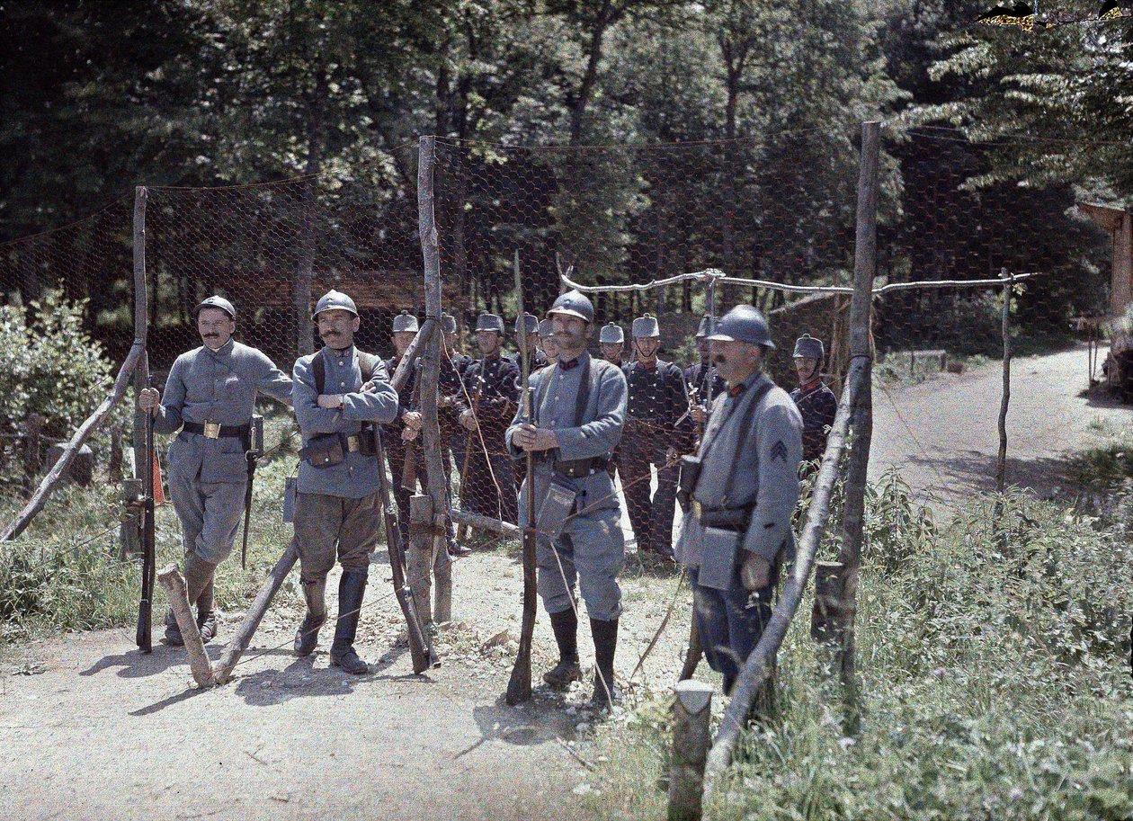 Die Grenze zwischen der Schweiz und Frankreich in der Gemeinde Pfetterhouse, Département Haut-Rhin, Elsass, Frankreich, 19. Juni 1917 von Paul Castelnau