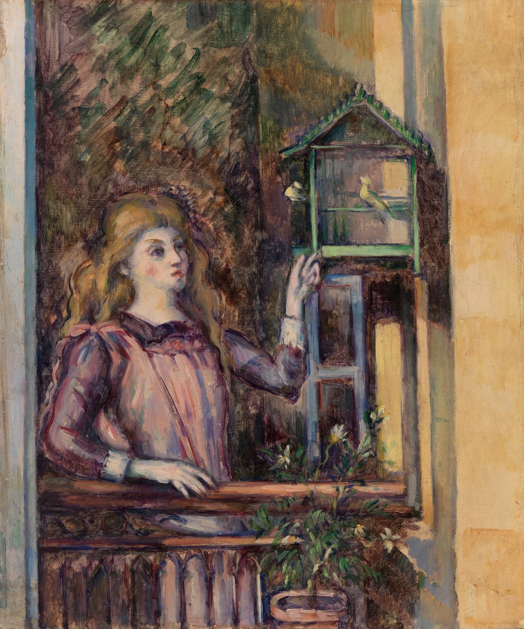 Mädchen mit Vogelkäfig von Paul Cézanne