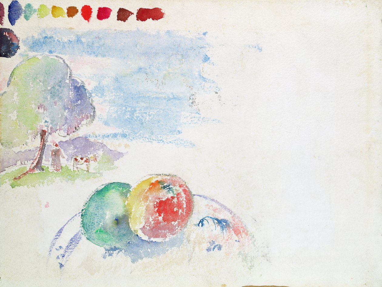 Studie von Früchten und einer Landschaft, 1892 von Paul Gauguin