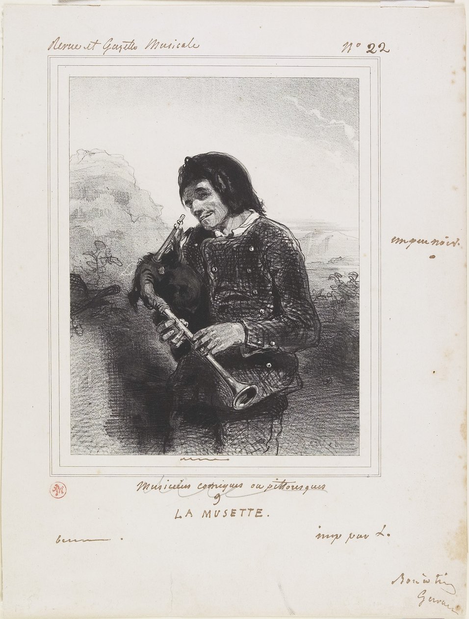 La Musette (Der Dudelsackspieler), 1844 von Paul Gavarni