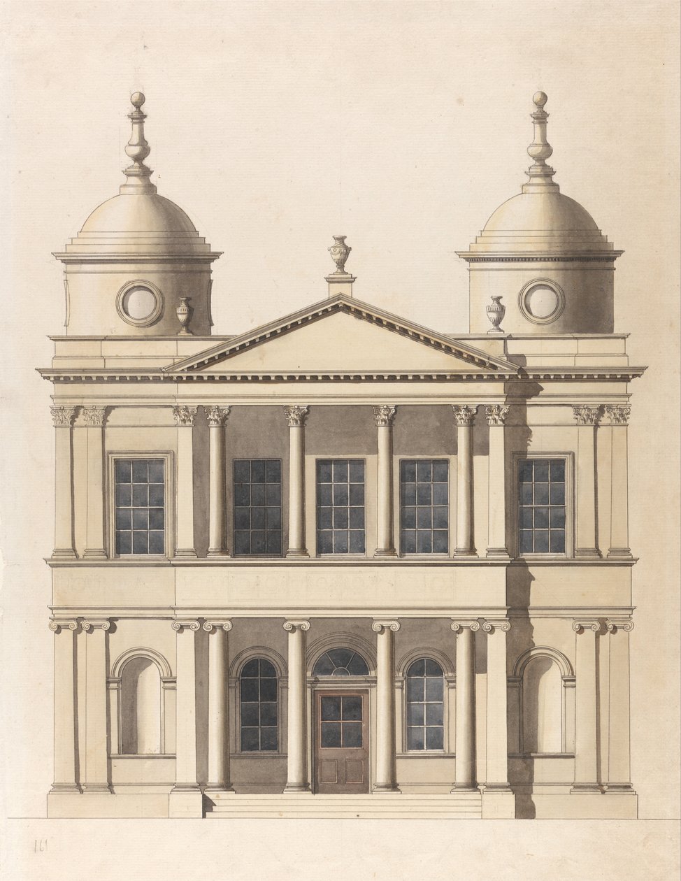 Entwurf für eine Kirche. Westfassade von Paul Sandby