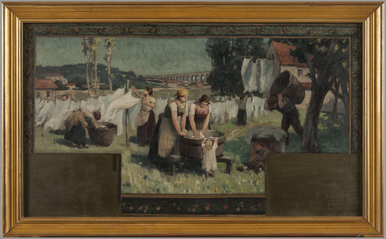 Skizze für das Rathaus von Arcueil-Cachan: Les Blanchisseuses von Paul Albert Baudouin