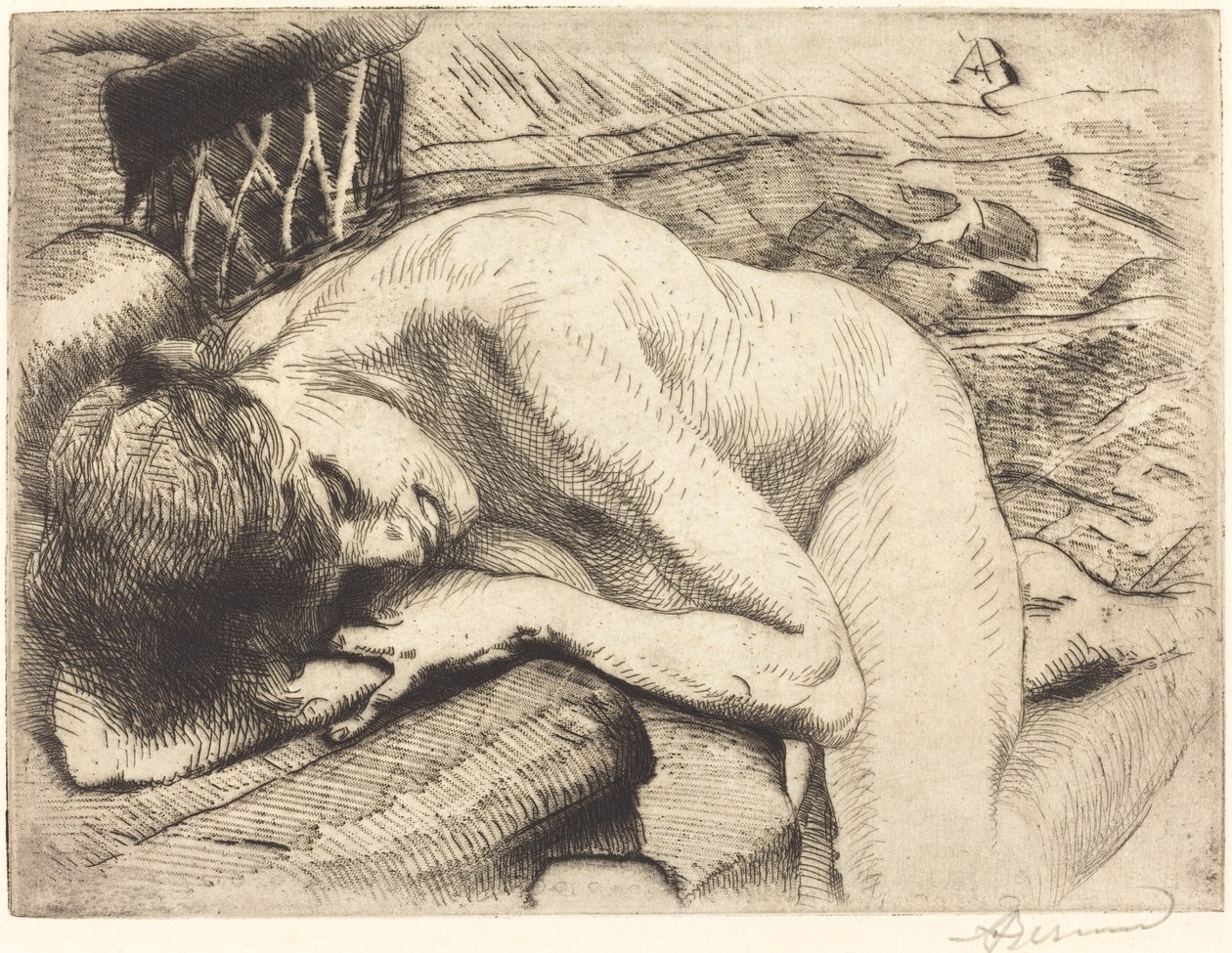 Modell schläft auf dem Boden Le modèle endormi à terre, 1885 von Paul Albert Besnard