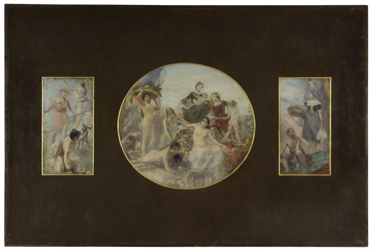 Entwurf für den Speisesaal des Hôtel de Ville de Paris: Die Jagd. Der Überfluss. Der Fischfang von Paul Alexander Alfred Leroy