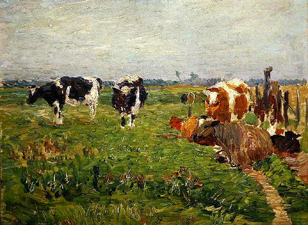 Sommerlandschaft mit Kühen von Paul Baum