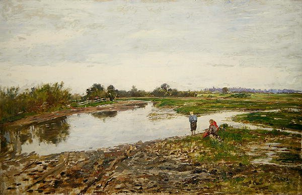 Landschaft mit drei Figuren von Paul Baum