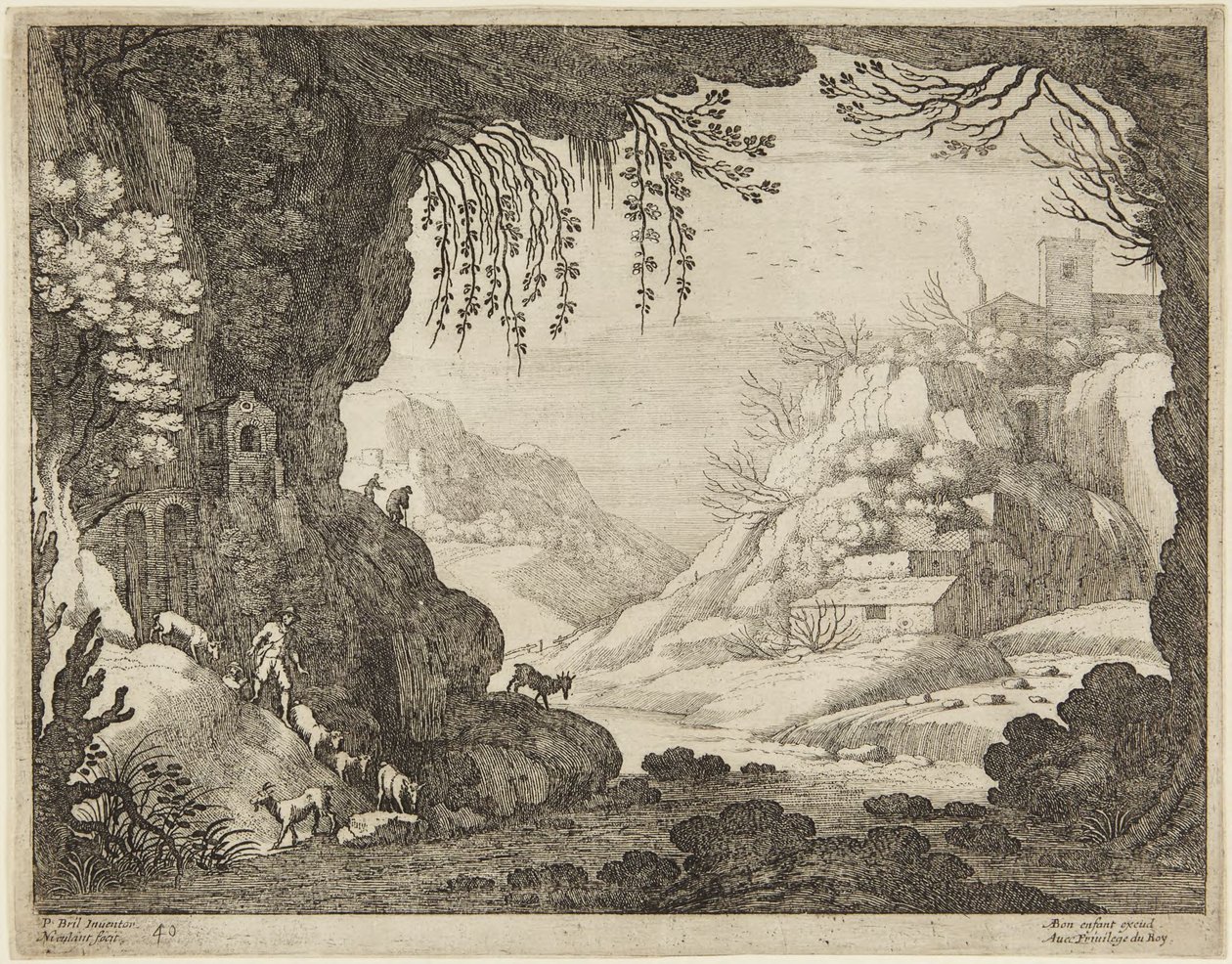 Ziegenhirte in der Höhle von Paul Bril