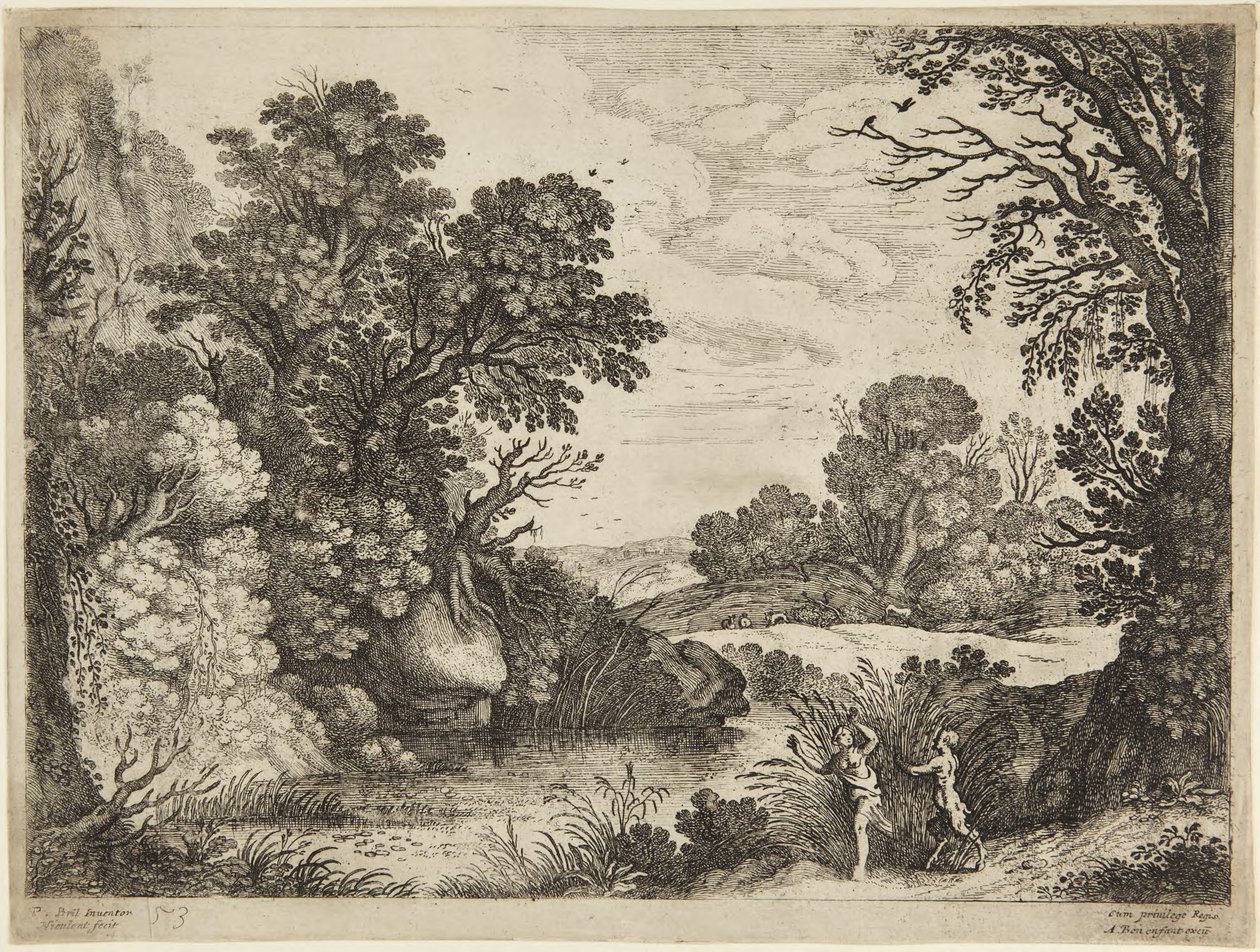 Nymphe und Satyr von Paul Bril