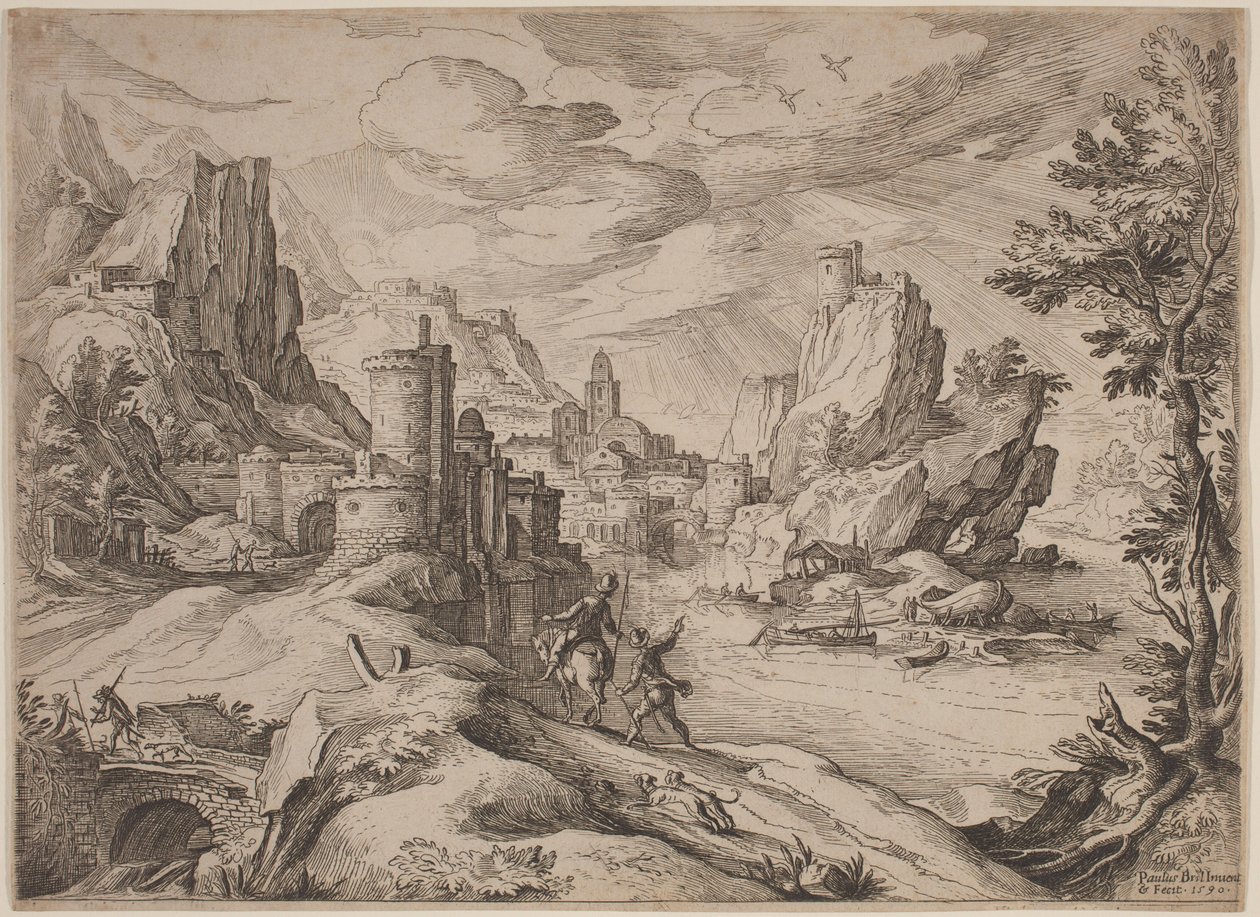 Flusslandschaft mit Reisenden von Paul Bril