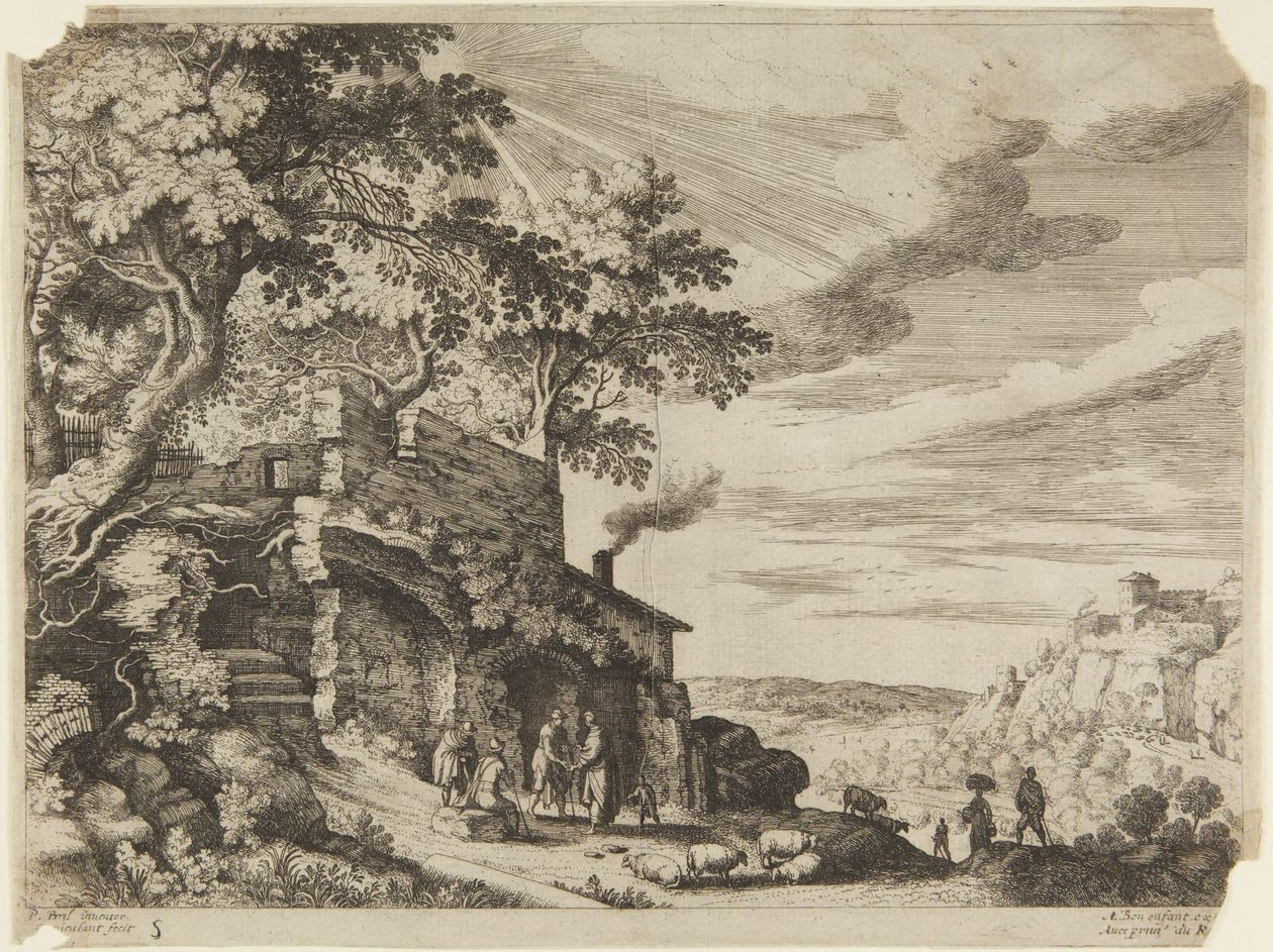 Hirten vor einem zerstörten Gebäude von Paul Bril