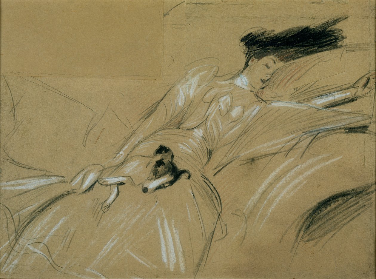 Die Herzogin von Marlborough schläft im Blenheim Palace ein von Paul Cesar Helleu