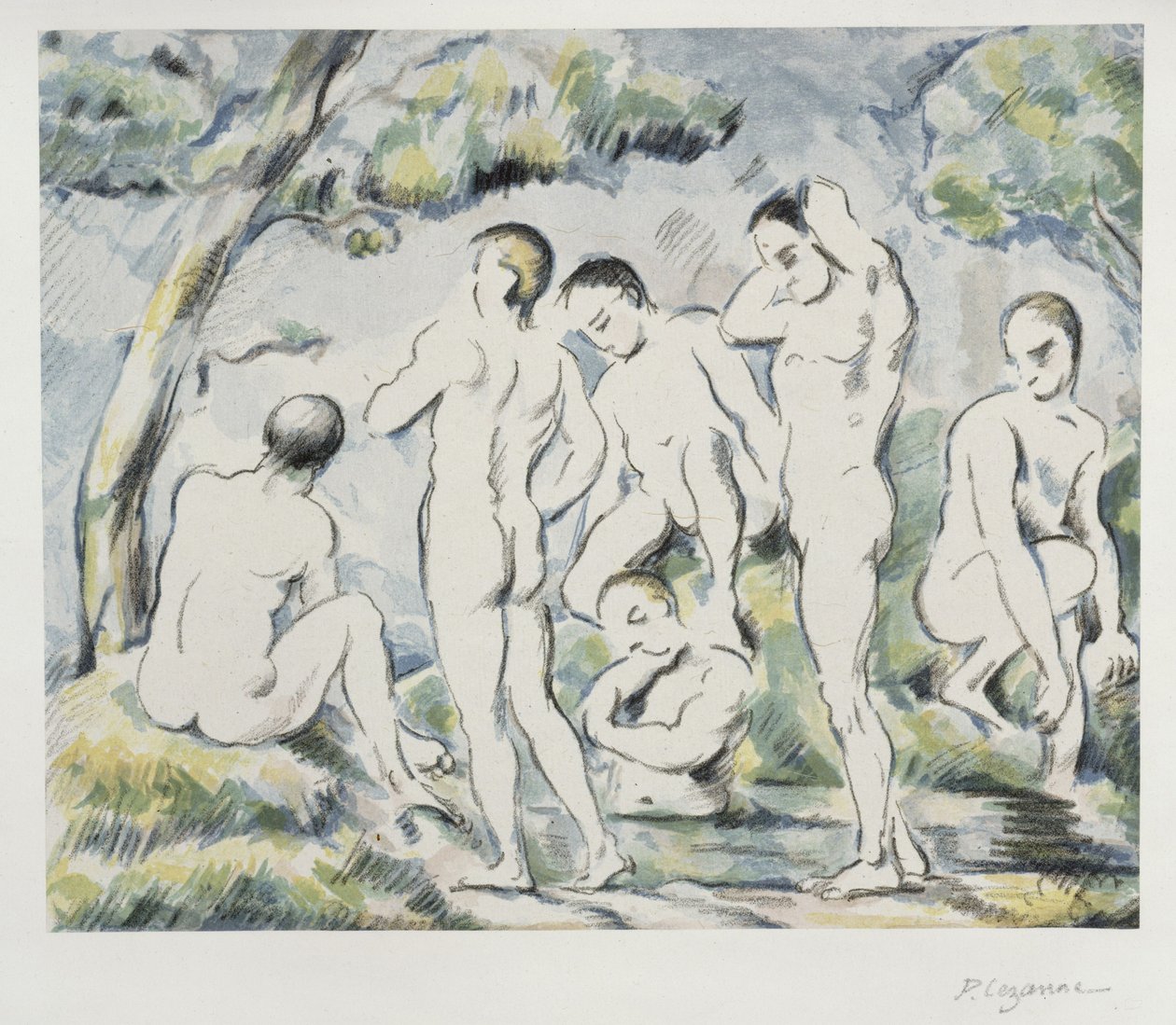 Die Badenden (kleines Blatt) von Paul Cézanne