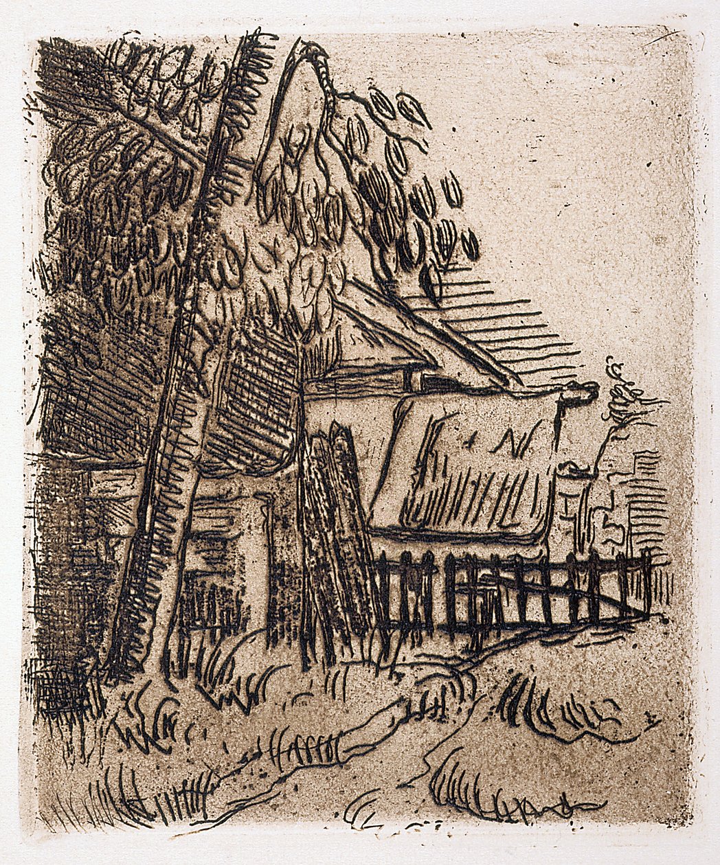 Landschaft bei Auvers, Hofeingang an der Rue St. Remy von Paul Cézanne