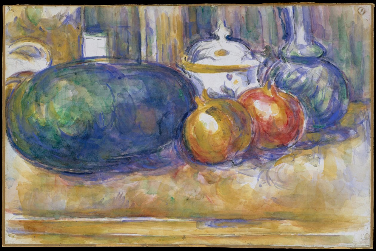Stillleben mit einer Wassermelone und Granatäpfeln von Paul Cézanne