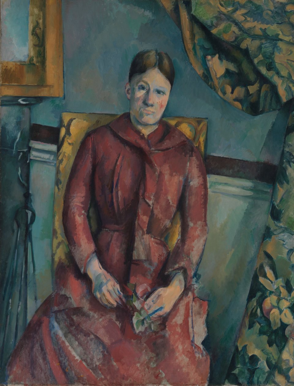 Madame Cézanne Hortense Fiquet, 1850-1922 in einem roten Kleid, 1888-90 von Paul Cézanne