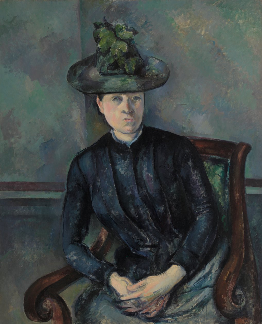 Madame Cézanne mit grünem Hut von Paul Cézanne