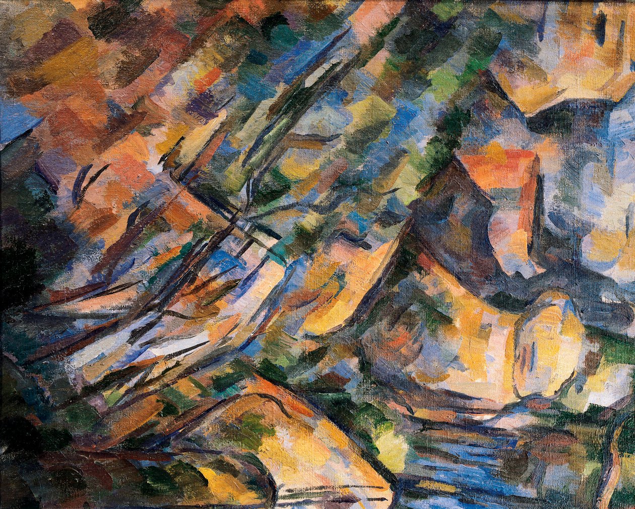 Felsen nahe den Höhlen über Chateau Noir, Detail. Gemälde von Paul Cézanne (1839-1906) von Paul Cézanne