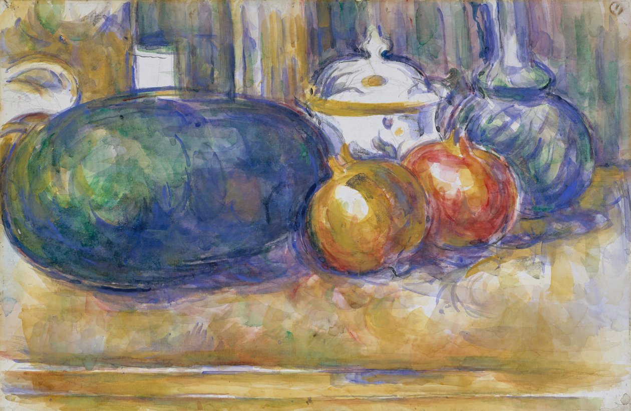 Stillleben mit einer Wassermelone und Granatäpfeln von Paul Cézanne