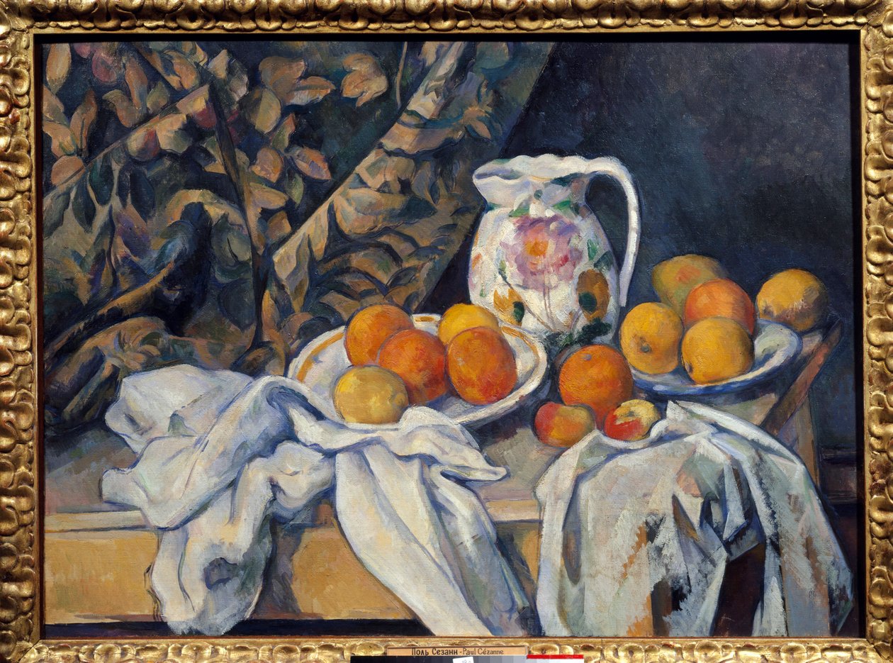 Stillleben auf dem Vorhang von Paul Cézanne